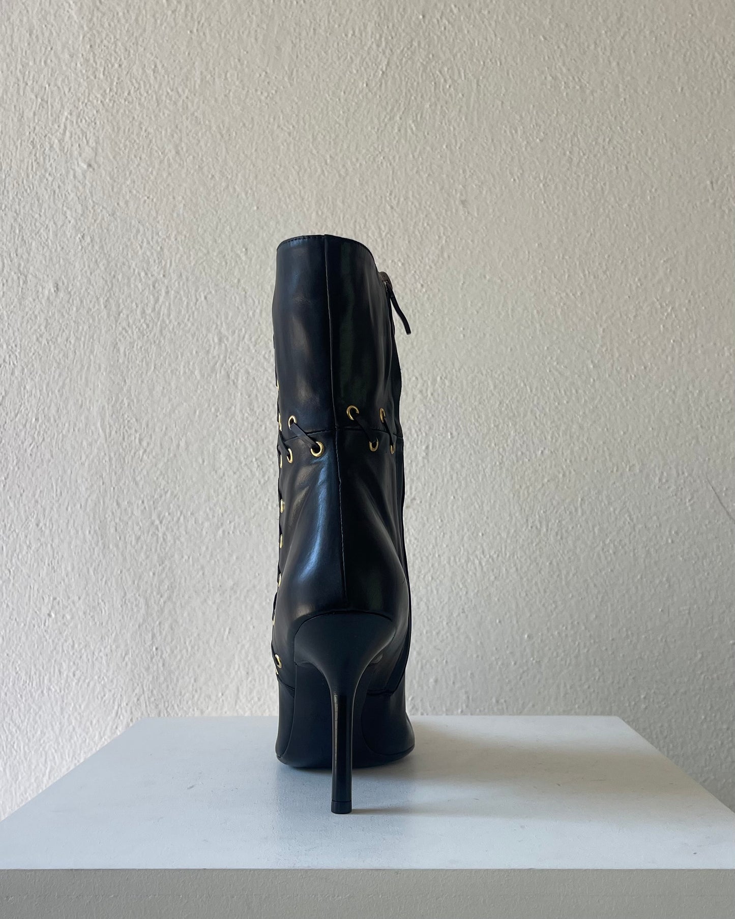 Ankle gold stud black boots - 38