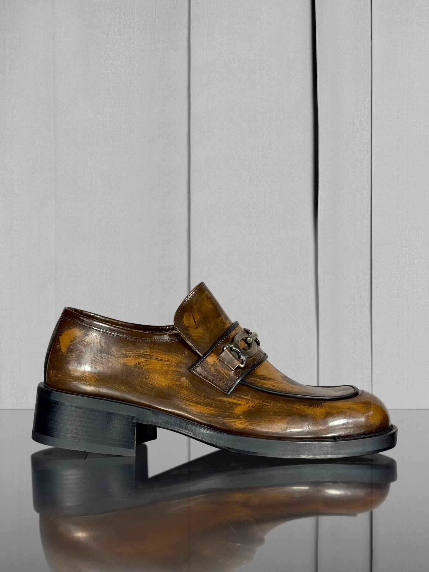 “Patina Chain Loafer” — Hand-Painted in Antique