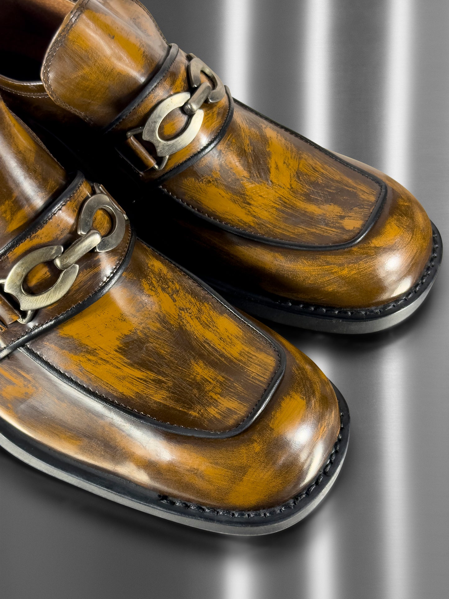 “Patina Chain Loafer” — Hand-Painted in Antique